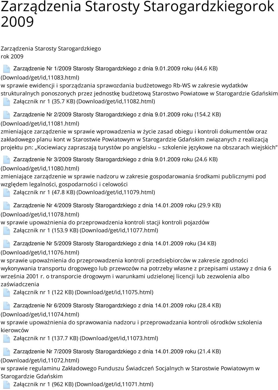 7 KB) (Download/get/id,11082.html) Zarządzenie Nr 2/2009 Starosty Starogardzkiego z dnia 9.01.2009 roku (154.2 KB) (Download/get/id,11081.