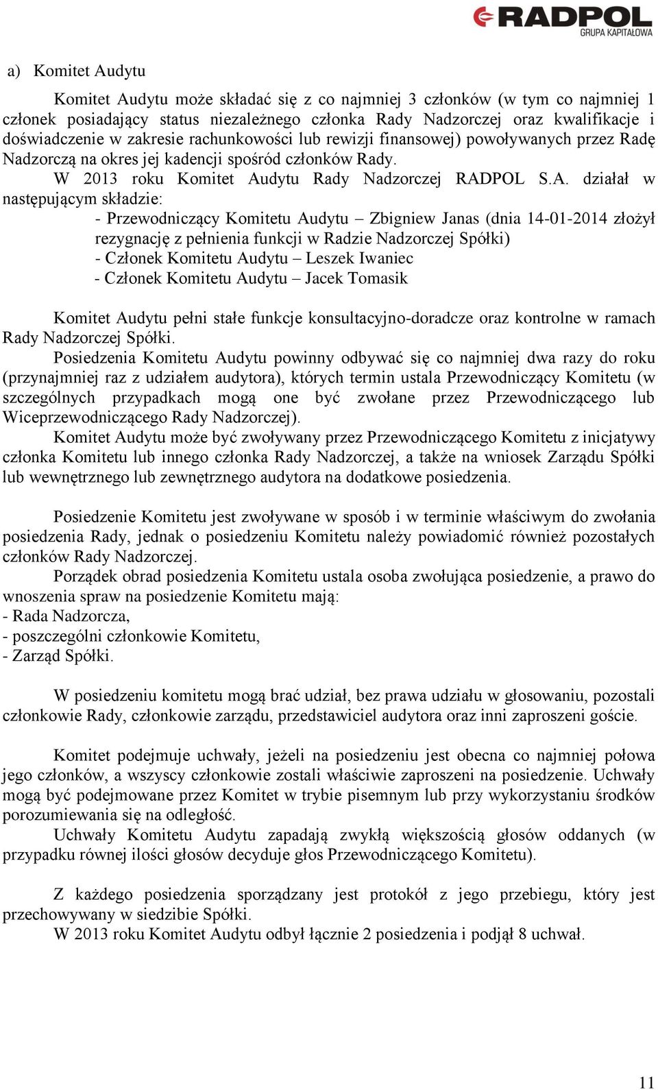 dytu Rady Nadzorczej RAD