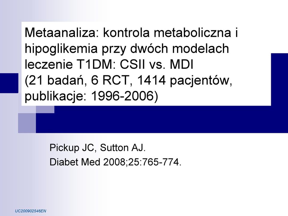 MDI (21 badań, 6 RCT, 1414 pacjentów, publikacje: