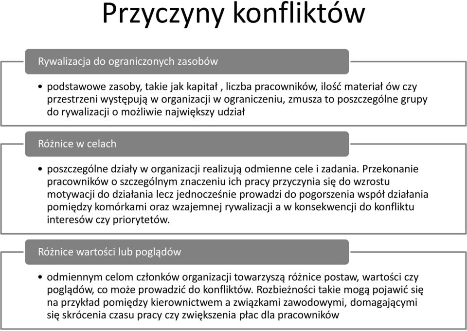 Przekonanie pracowników o szczególnym znaczeniu ich pracy przyczynia się do wzrostu motywacji do działania lecz jednocześnie prowadzi do pogorszenia współ działania po komórkami oraz wzajemnej