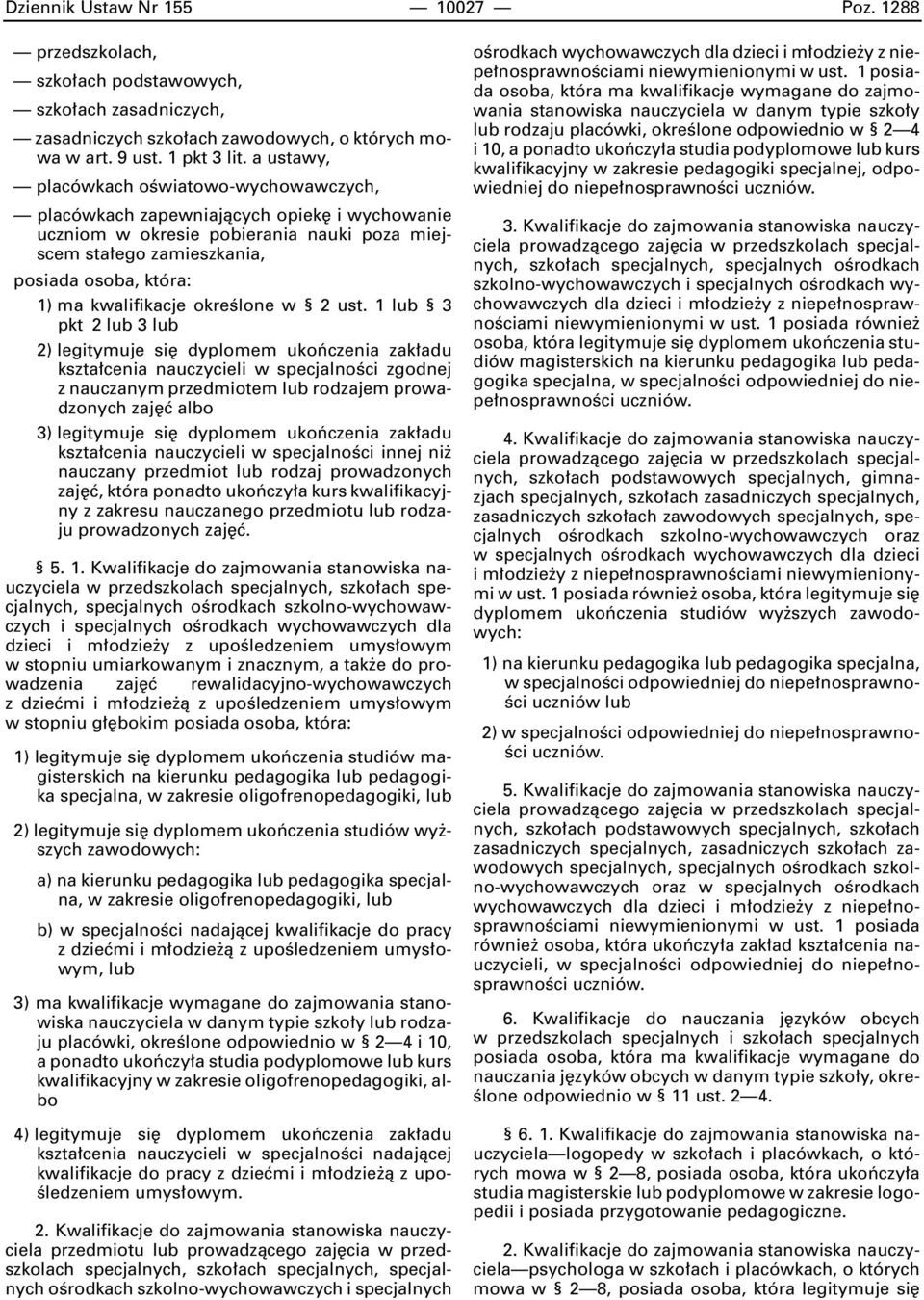 kwalifikacje okreêlone w 2 ust.