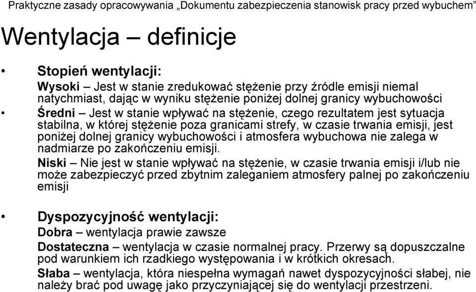 nie zalega w nadmiarze po zakończeniu emisji.