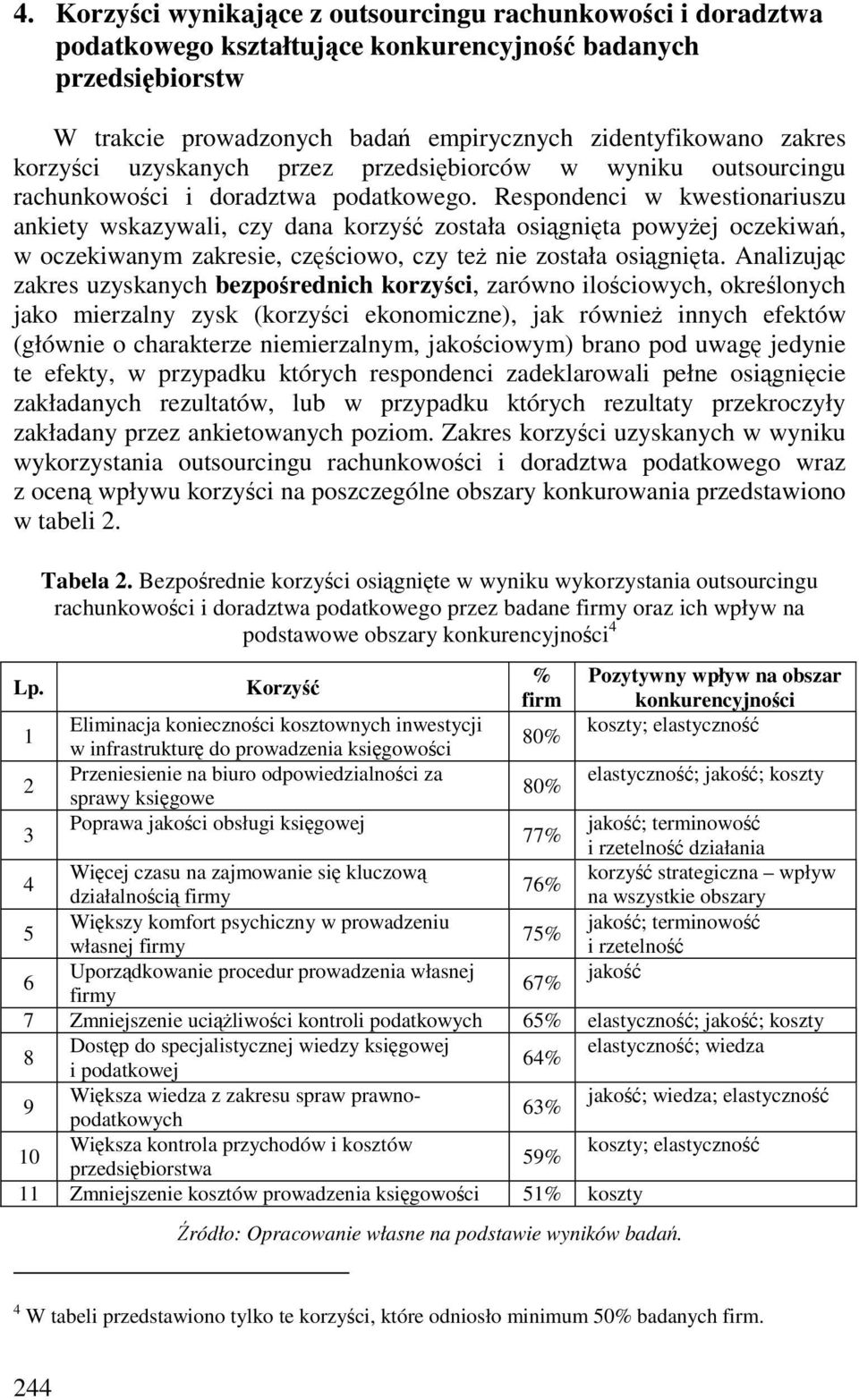 Respondenci w kwestionariuszu ankiety wskazywali, czy dana korzy została osignita powyej oczekiwa, w oczekiwanym zakresie, czciowo, czy te nie została osignita.