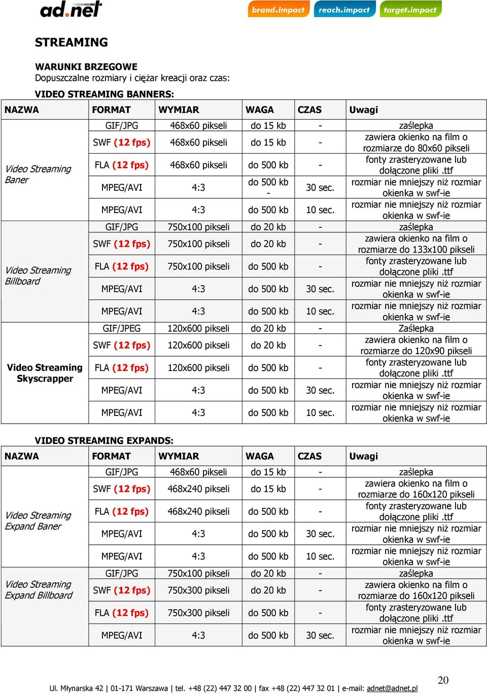 fonty zrasteryzowane lub dołączone pliki.ttf MPEG/AVI 4:3 do 500 kb 30 sec. - MPEG/AVI 4:3 do 500 kb 10 sec.