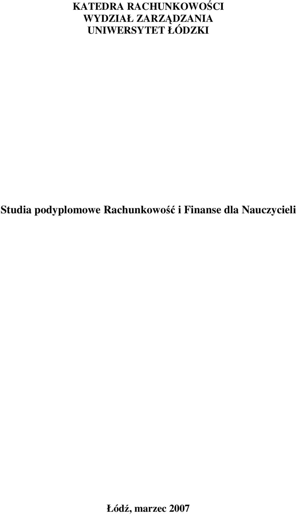 Studia podyplomowe Rachunkowość i