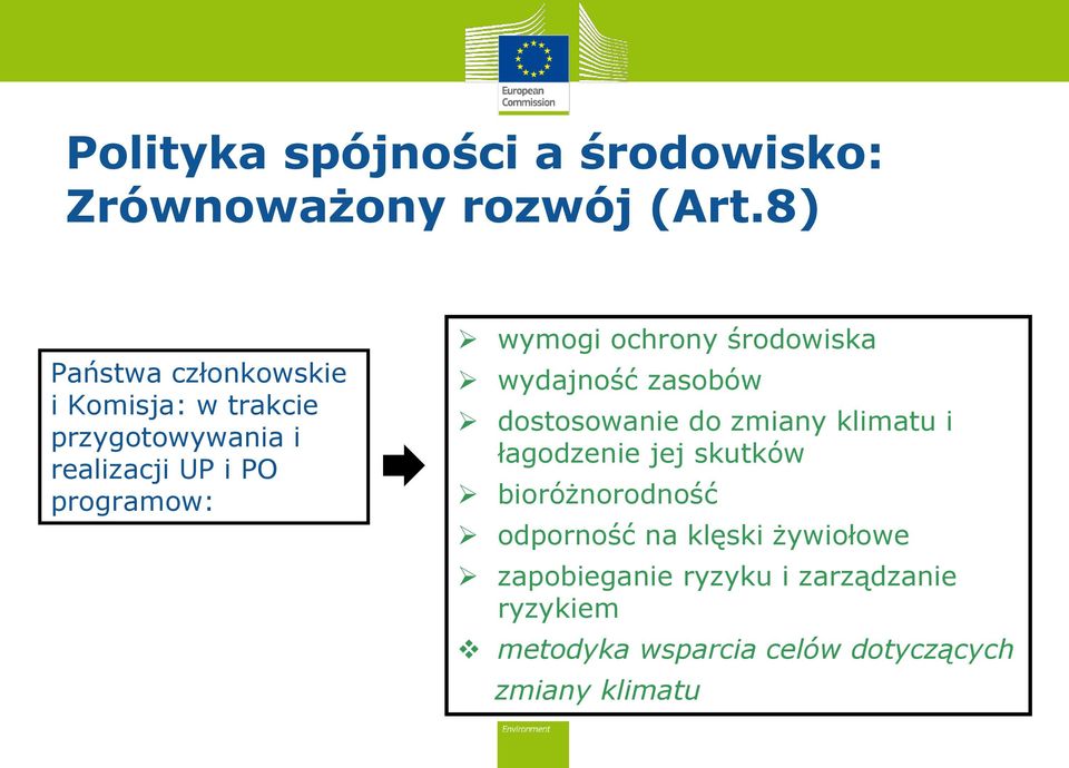 wymogi ochrony środowiska wydajność zasobów dostosowanie do zmiany klimatu i łagodzenie jej