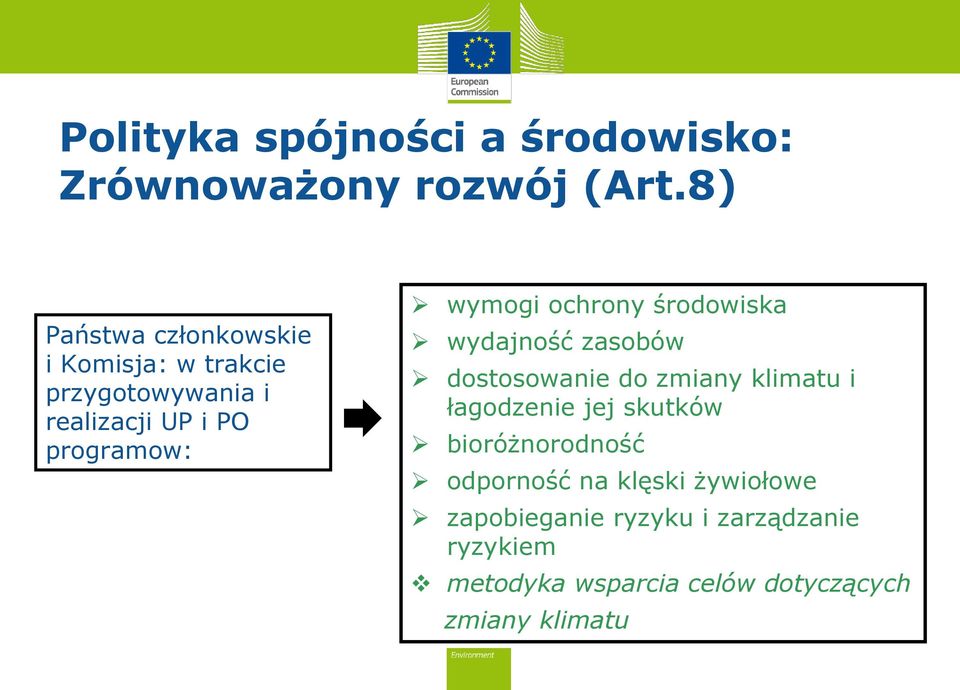 wymogi ochrony środowiska wydajność zasobów dostosowanie do zmiany klimatu i łagodzenie jej