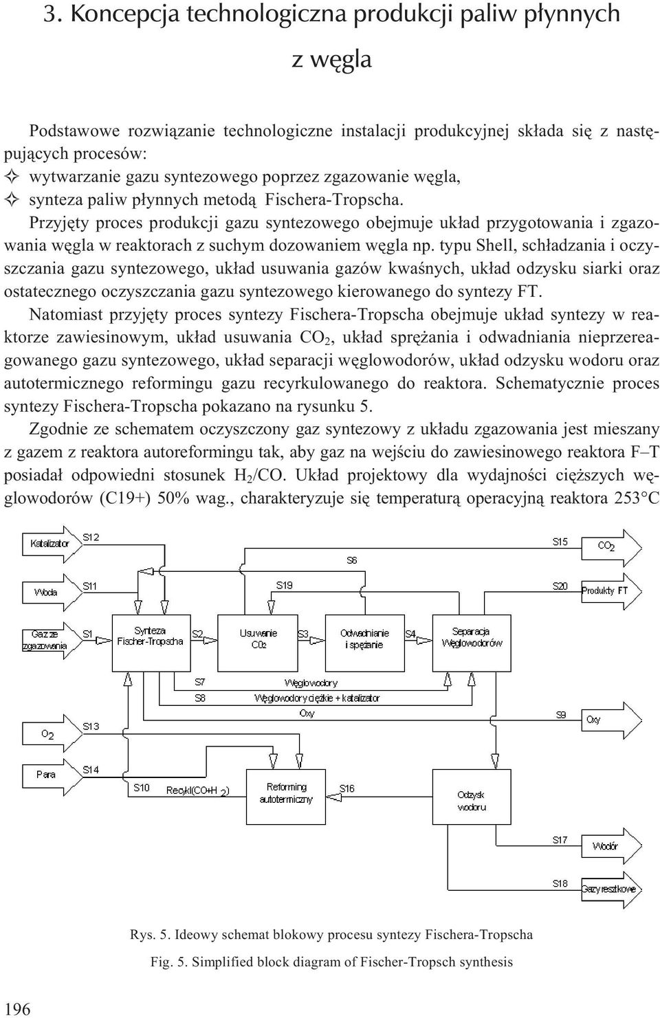 typu Shell, sch³adzania i oczyszczania gazu syntezowego, uk³ad usuwania gazów kwaœnych, uk³ad odzysku siarki oraz ostatecznego oczyszczania gazu syntezowego kierowanego do syntezy FT.