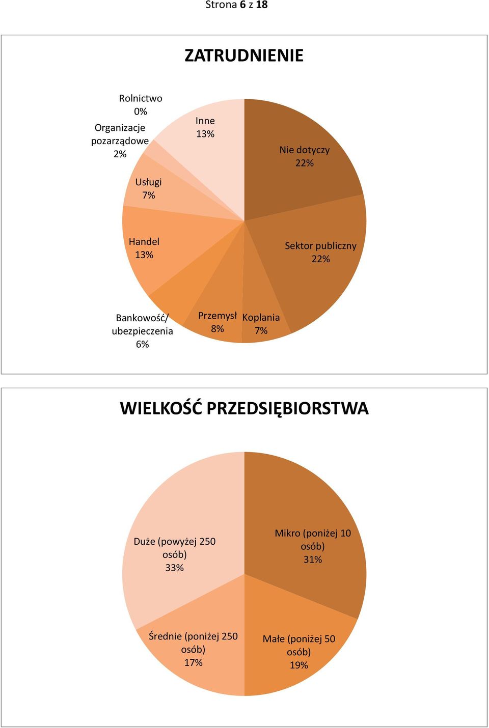 Przemysł 8% Koplania WIELKOŚĆ PRZEDSIĘBIORSTWA Duże (powyżej 250 osób) 33%