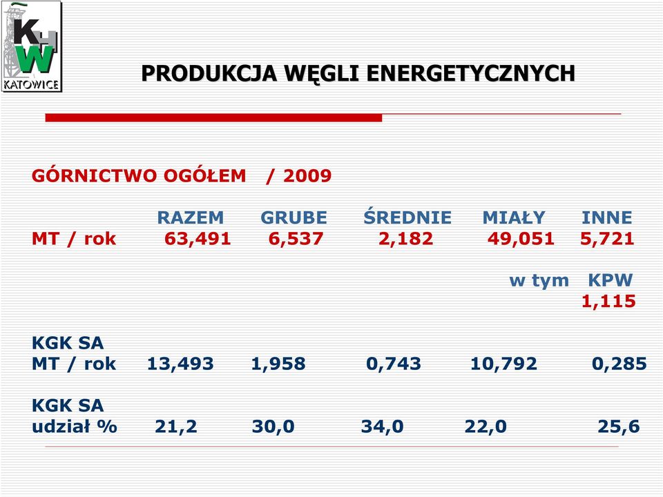 49,051 5,721 w tym KPW 1,115 KGK SA MT / rok 13,493 1,958