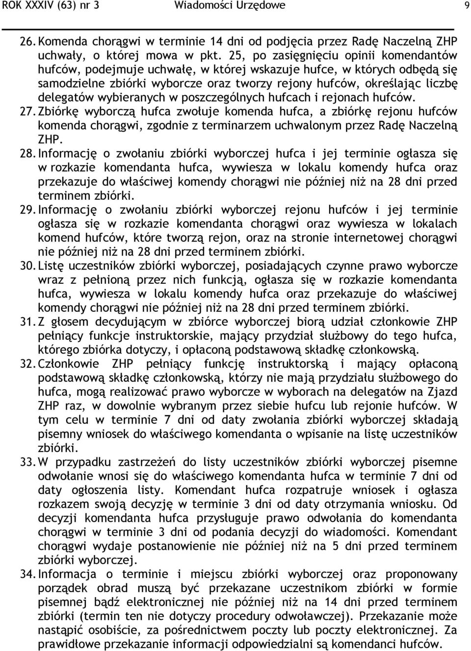 wybieranych w poszczególnych hufcach i rejonach hufców. 27.
