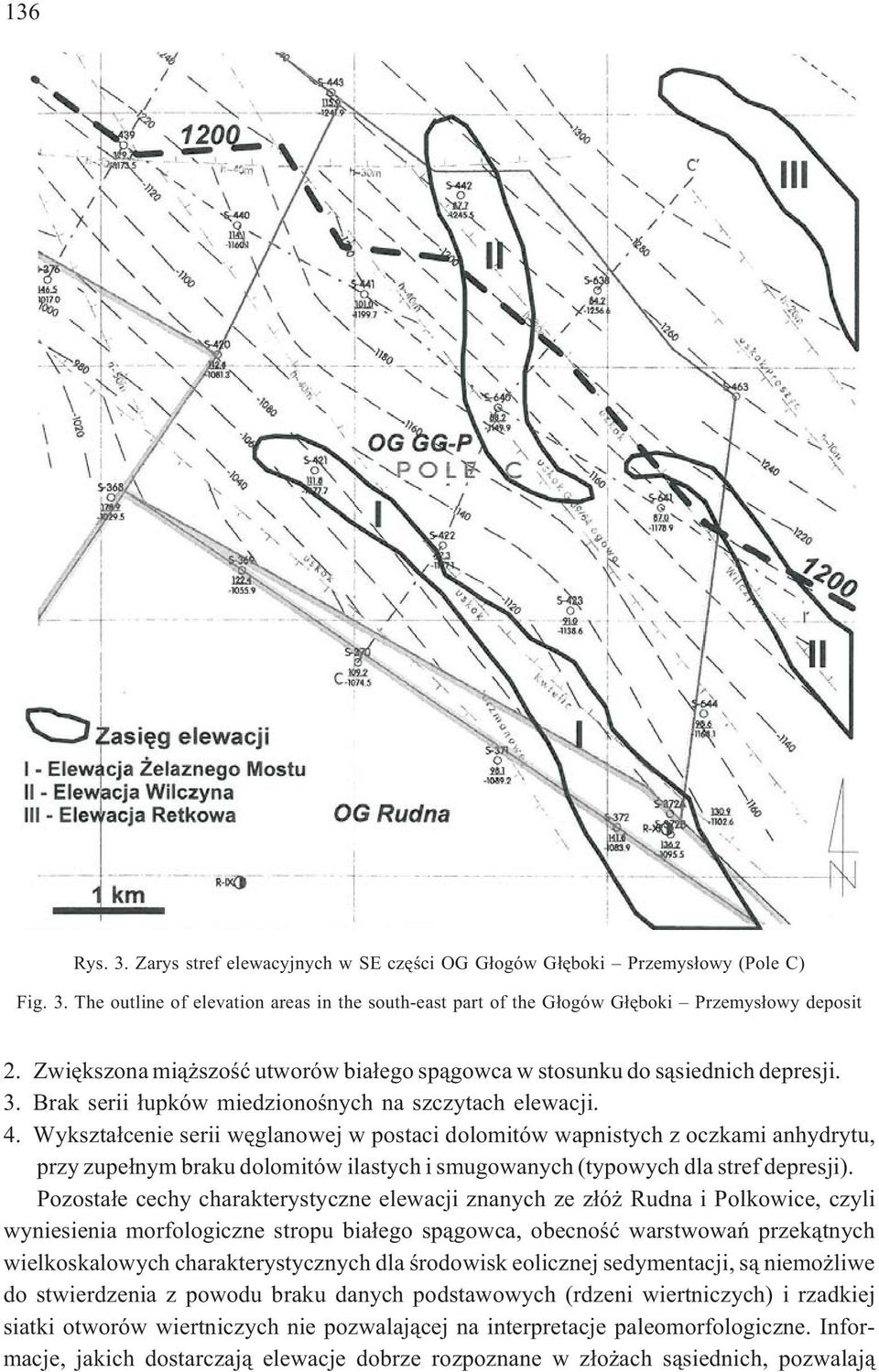 Wykszta³cenie serii wêglanowej w postaci dolomitów wapnistych z oczkami anhydrytu, przy zupe³nym braku dolomitów ilastych i smugowanych (typowych dla stref depresji).
