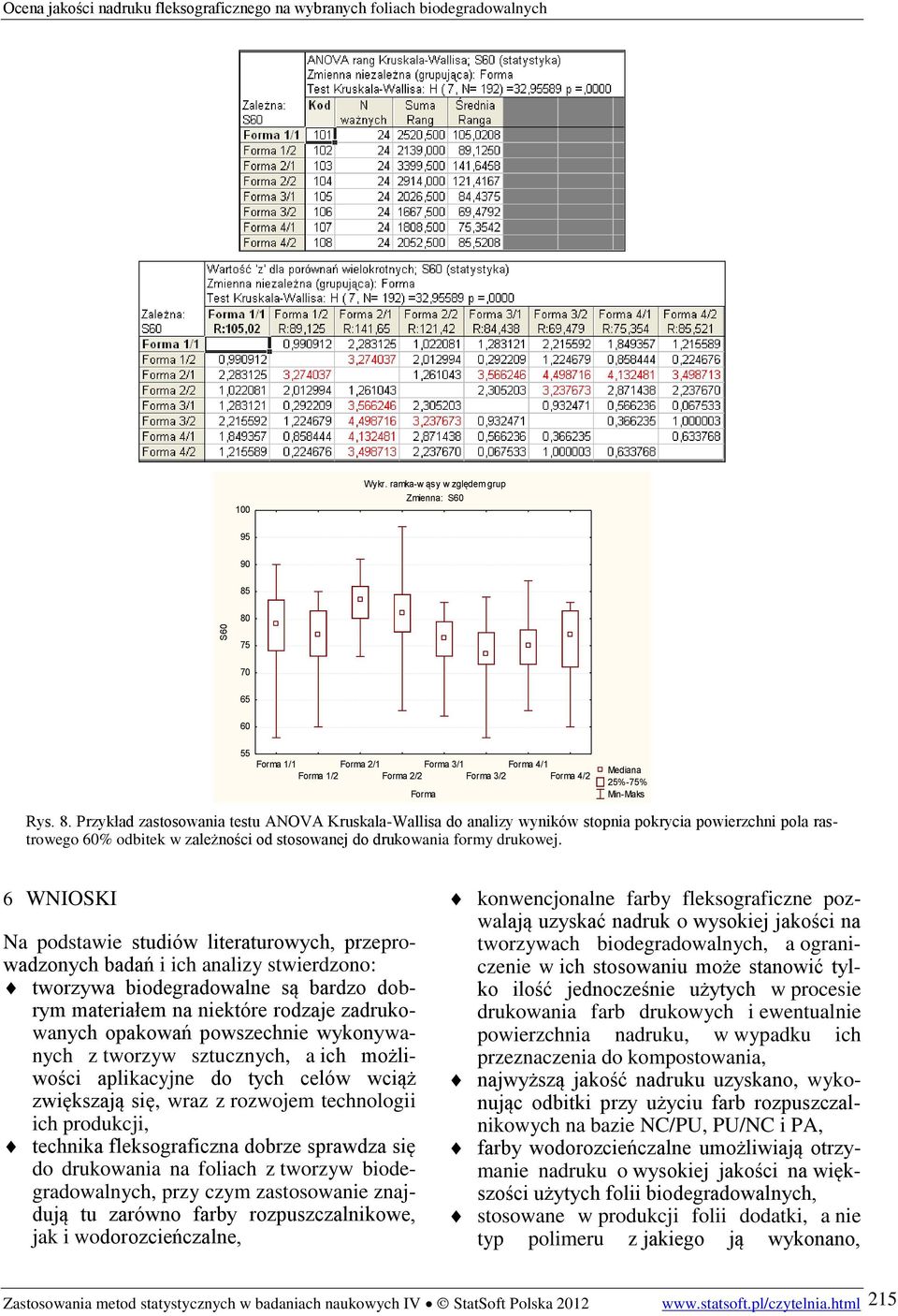 6 WNIOSKI Na podstawie studiów literaturowych, przeprowadzonych badań i ich analizy stwierdzono: tworzywa biodegradowalne są bardzo dobrym materiałem na niektóre rodzaje zadrukowanych opakowań