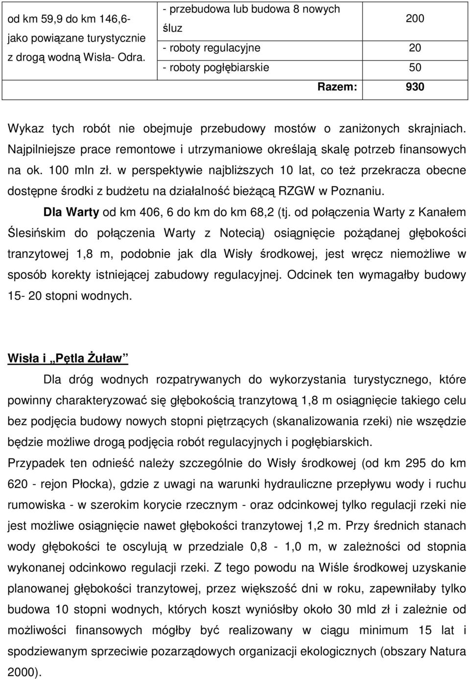 Najpilniejsze prace remontowe i utrzymaniowe określają skalę potrzeb finansowych na ok. 100 mln zł.