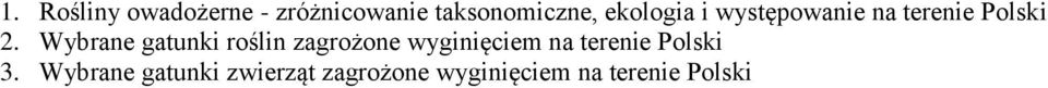 Wybrane gatunki roślin zagrożone wyginięciem na terenie