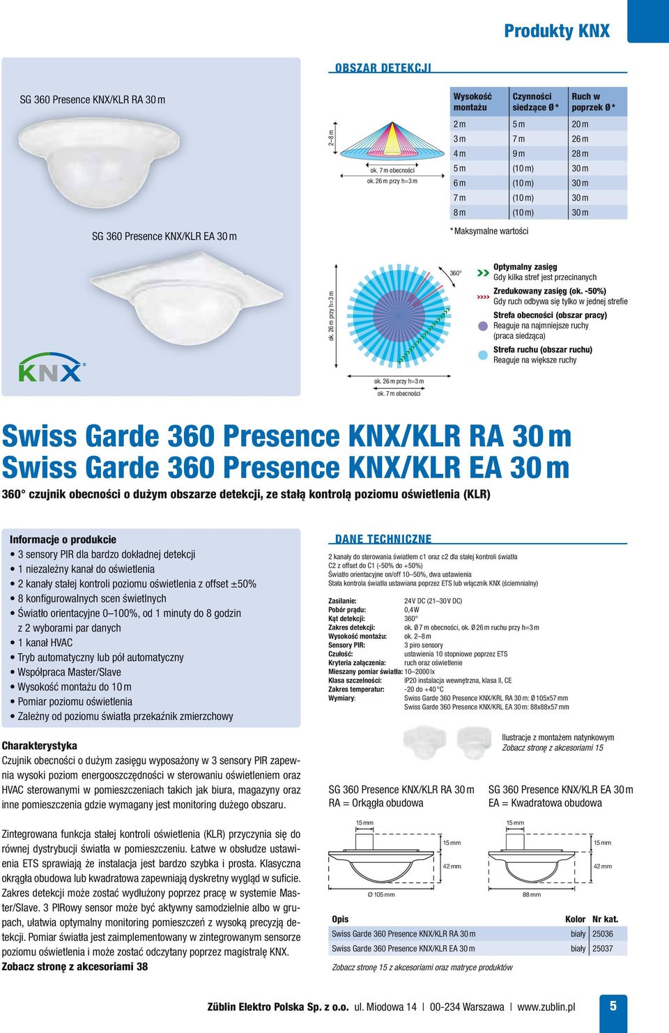 26 m przy h=3 m 360 Strefa obecności (obszar pracy) Reaguje na najmniejsze ruchy (praca siedząca) ok. 26 m przy h=3 m ok.