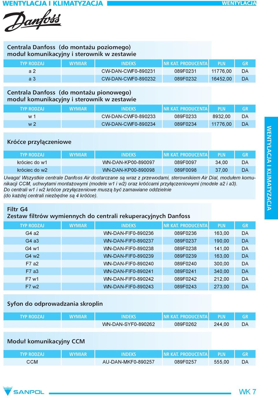 089F0097 34,00 DA króciec do w2 WN-DAN-KP00-890098 089F0098 37,00 DA Uwaga!