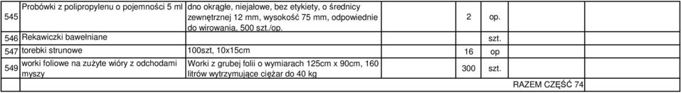 546 Rekawiczki bawełniane szt.
