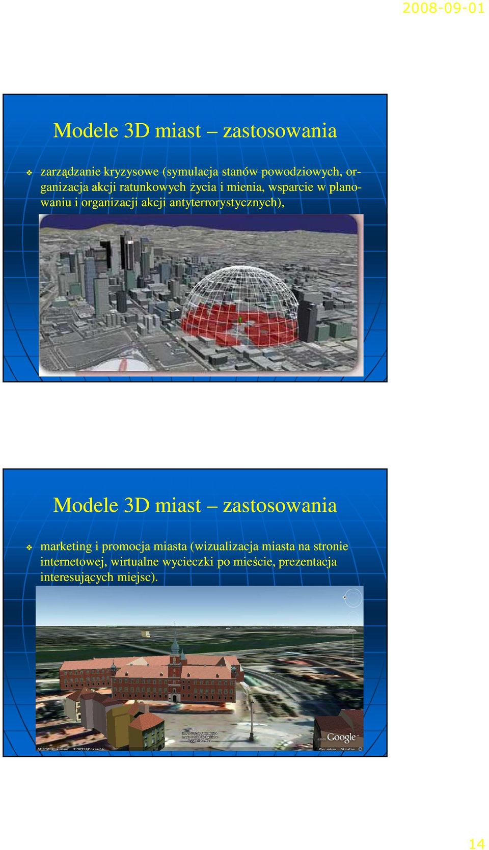 antyterrorystycznych), Modele 3D miast zastosowania marketing i promocja miasta