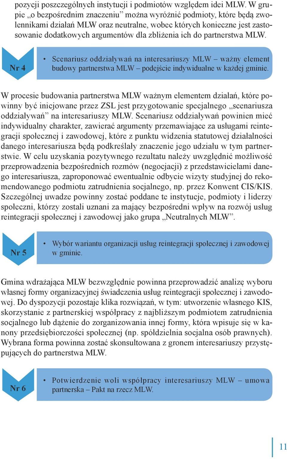 partnerstwa MLW. Nr 4 Scenariusz oddziaływań na interesariuszy MLW ważny element budowy partnerstwa MLW podejście indywidualne w każdej gminie.