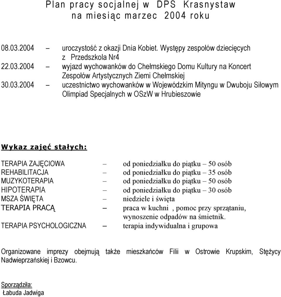 2004 wyjazd wychowanków do Chełmskiego Domu Kultury na Koncert Zespołów Artystycznych Ziemi