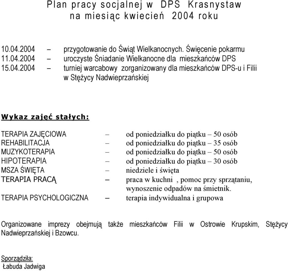 04.2004 turniej warcabowy zorganizowany dla mieszkańców DPS-u i Filii