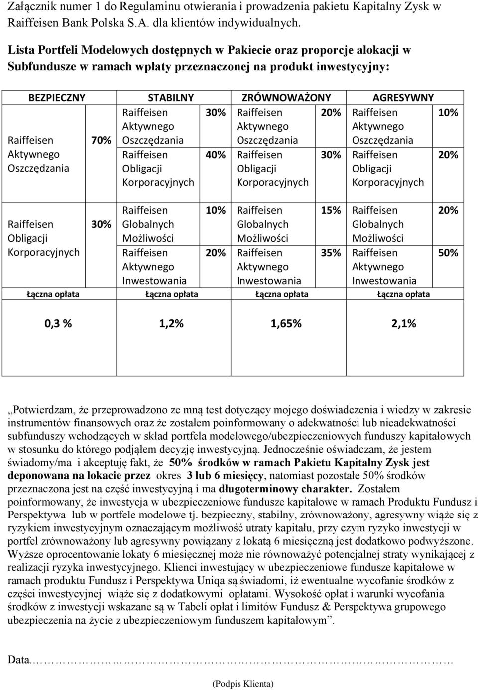 Oszczędzania Oszczędzania Oszczędzania Oszczędzania 30% 40% 10% 20% 30% 15% 35% Łączna opłata Łączna opłata Łączna opłata Łączna opłata 10% 20% 20% 50% 0,3 % 1,2% 1,65% 2,1% Potwierdzam, że