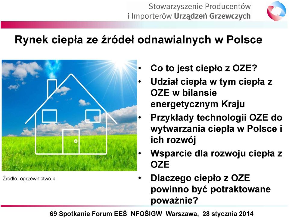 Udział ciepła w tym ciepła z OZE w bilansie energetycznym Kraju Przykłady