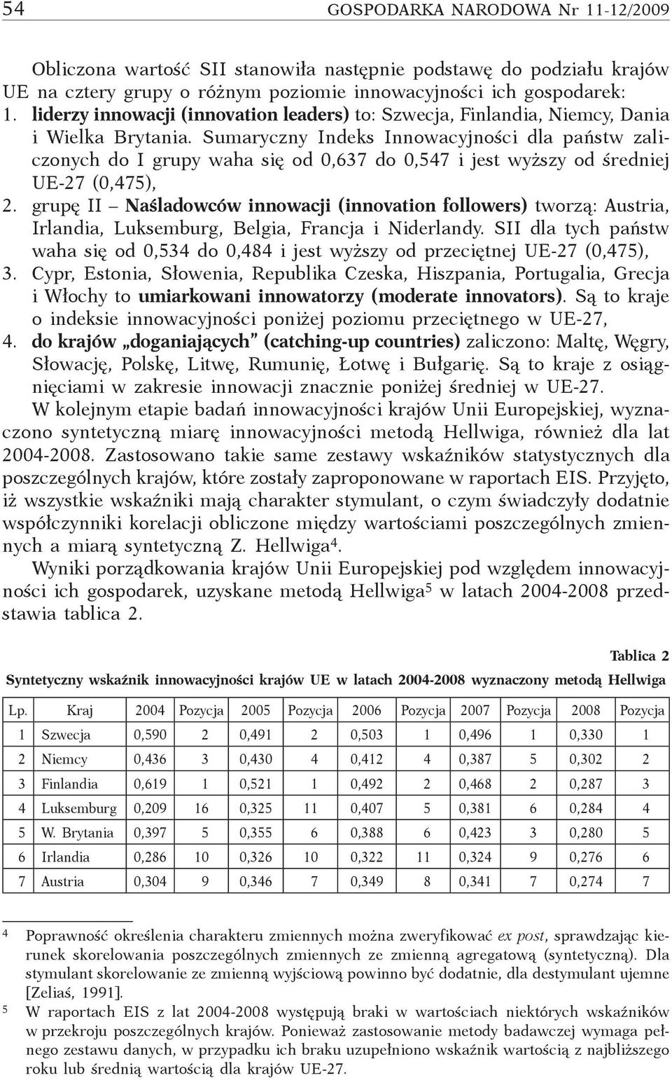Sumaryczny Indeks Innowacyjności dla państw zaliczonych do I grupy waha się od 0,7 do 0,57 i jest wyższy od średniej UE-7 (0,75),.