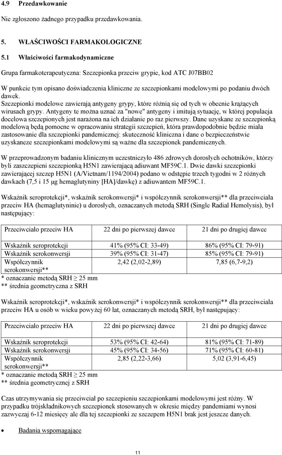 dawek. Szczepionki modelowe zawierają antygeny grypy, które różnią się od tych w obecnie krążących wirusach grypy.