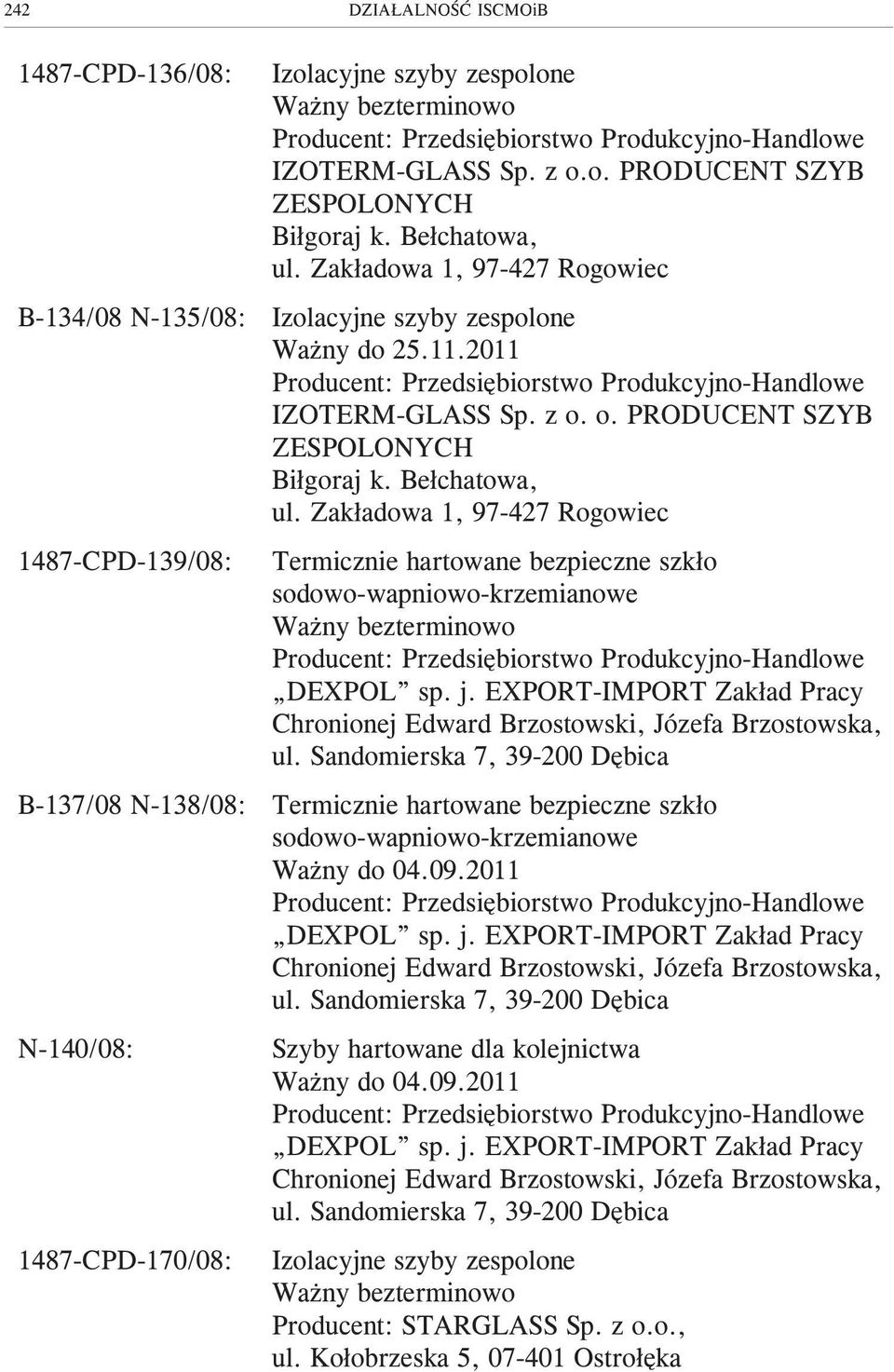 Zak³adowa 1, 97-427 Rogowiec Termicznie hartowane bezpieczne szk³o sodowo-wapniowo-krzemianowe Producent: Przedsiêbiorstwo Produkcyjno-Handlowe DEXPOL sp. j.