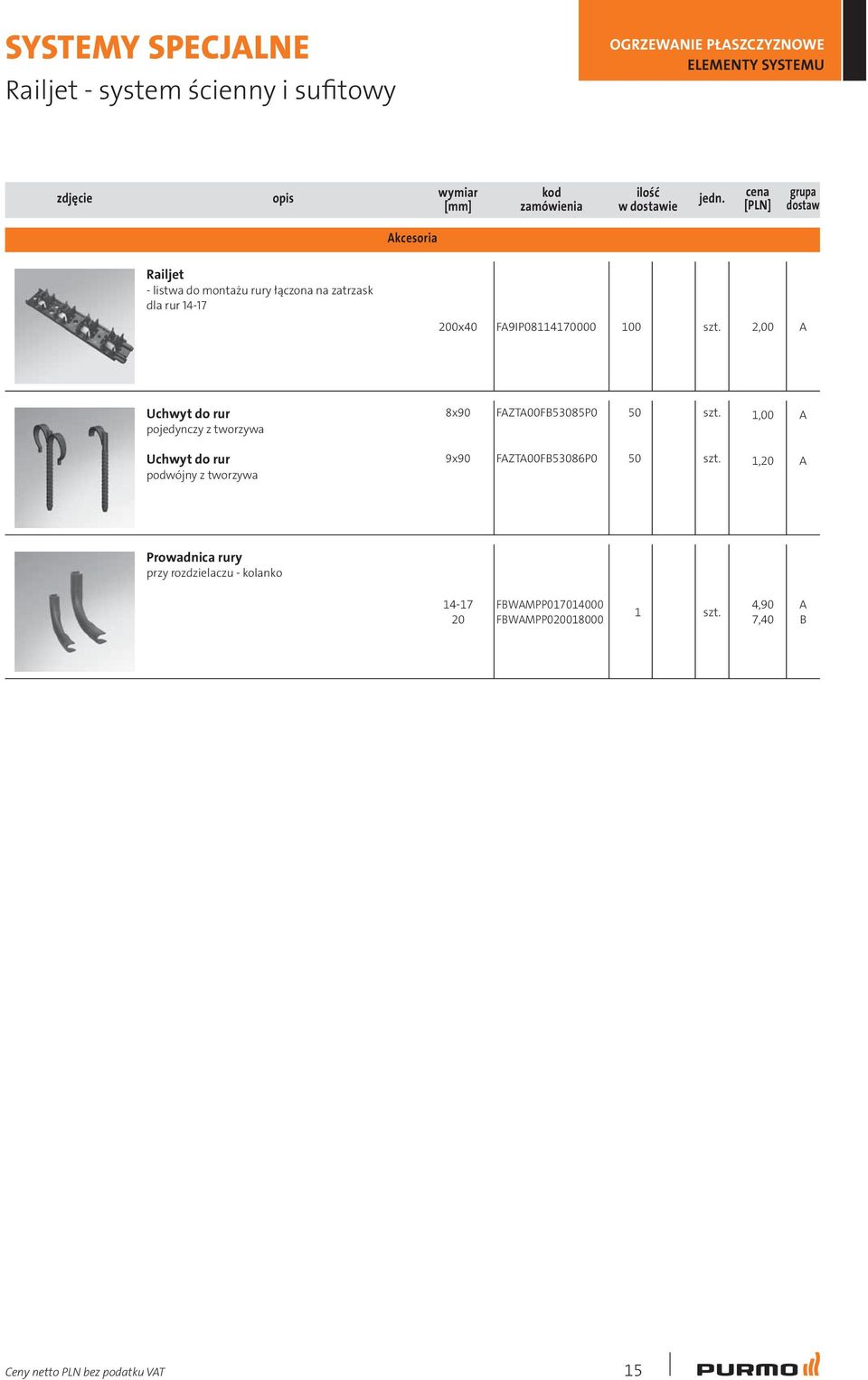 tworzywa 8x90 FZT00F308P0 0,00 Uchwyt do rur podwójny z tworzywa 9x90 FZT00F3086P0 0, Prowadnica