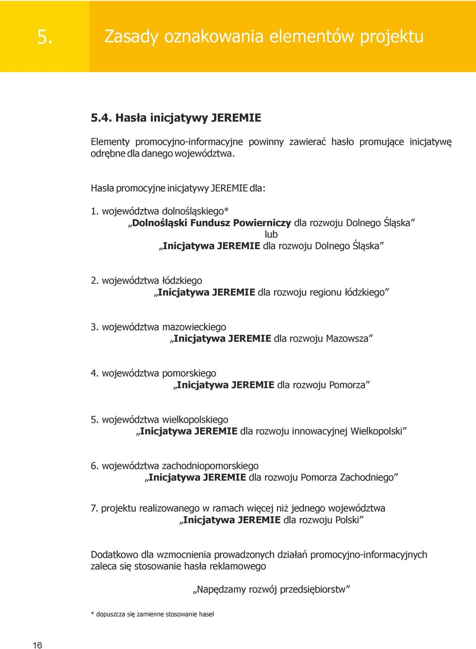 województwa łódzkiego Inicjatywa JEREMIE dla rozwoju regionu łódzkiego 3. województwa mazowieckiego Inicjatywa JEREMIE dla rozwoju Mazowsza 4.