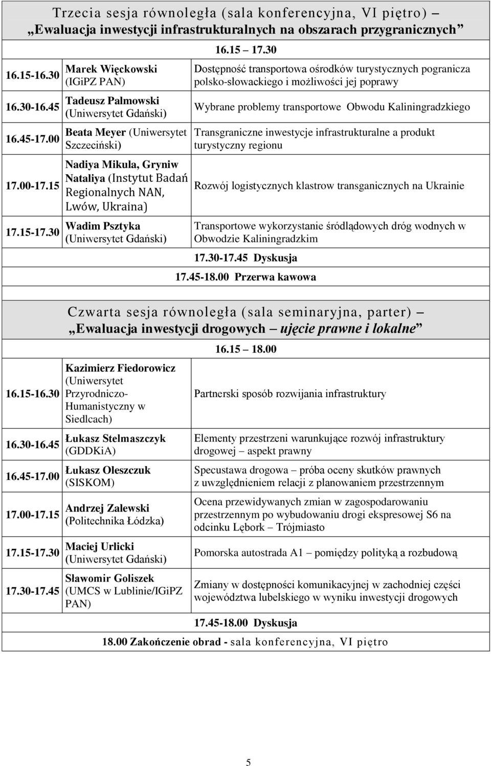 30 Dostępność transportowa ośrodków turystycznych pogranicza polsko-słowackiego i możliwości jej poprawy Wybrane problemy transportowe Obwodu Kaliningradzkiego Transgraniczne inwestycje