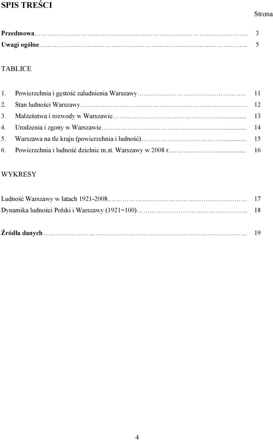 Warszawa na tle kraju (powierzchnia i ludność)... 15 6. Powierzchnia i ludność dzielnic m.st. Warszawy w 2008 r.