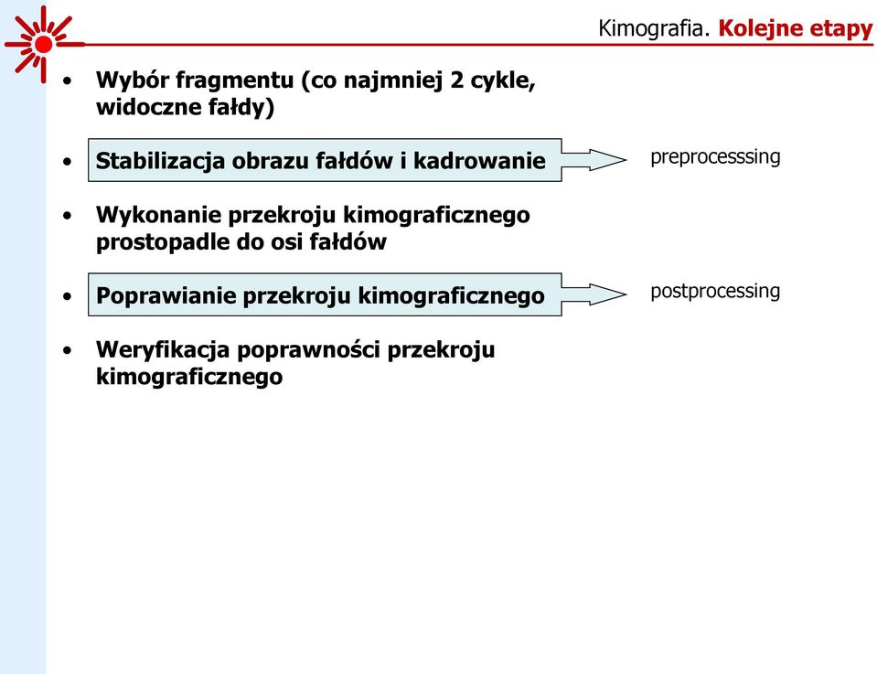 Stabilizacja obrazu fałdów i kadrowanie preprocesssing Wykonanie przekroju