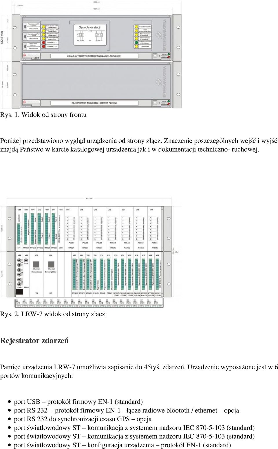 LRW-7 widok od strony złącz Rejestrator zdarzeń 