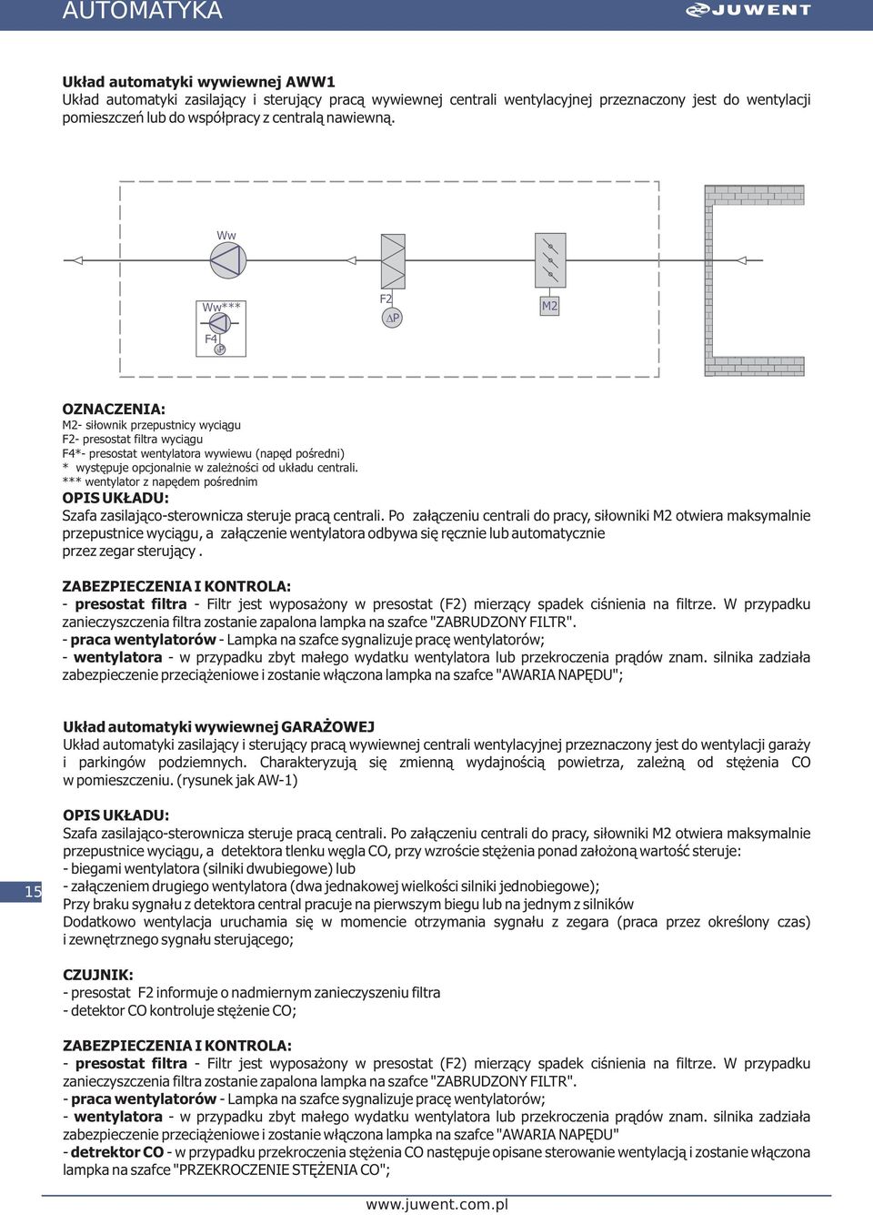 Szafa zasilająco-sterownicza steruje pracą centrali.