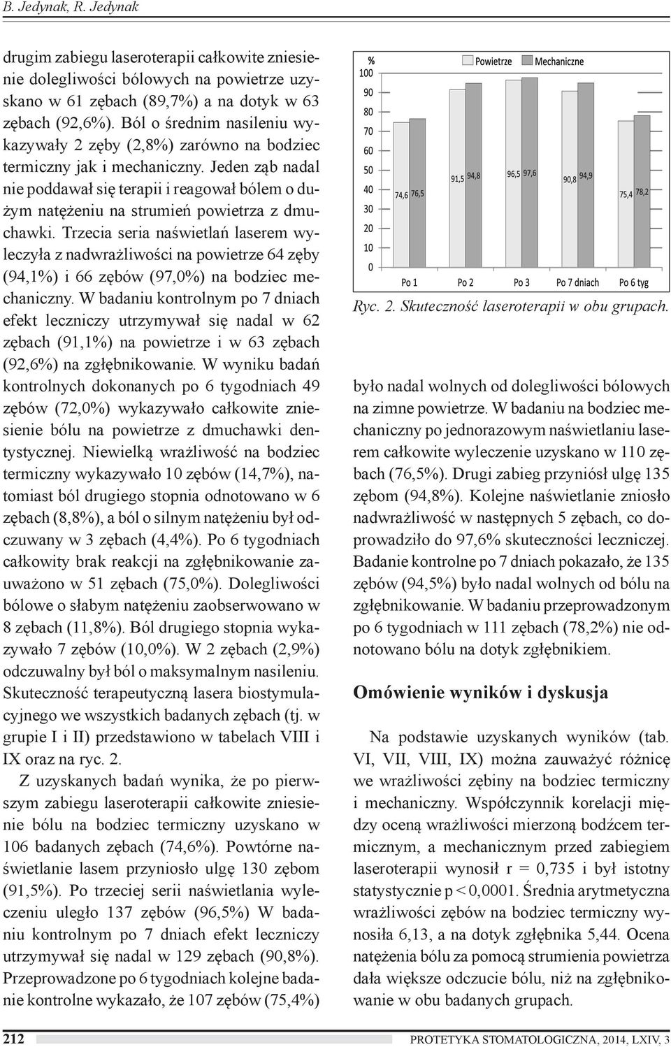 Jeden ząb nadal nie poddawał się terapii i reagował bólem o dużym natężeniu na strumień powietrza z dmuchawki.