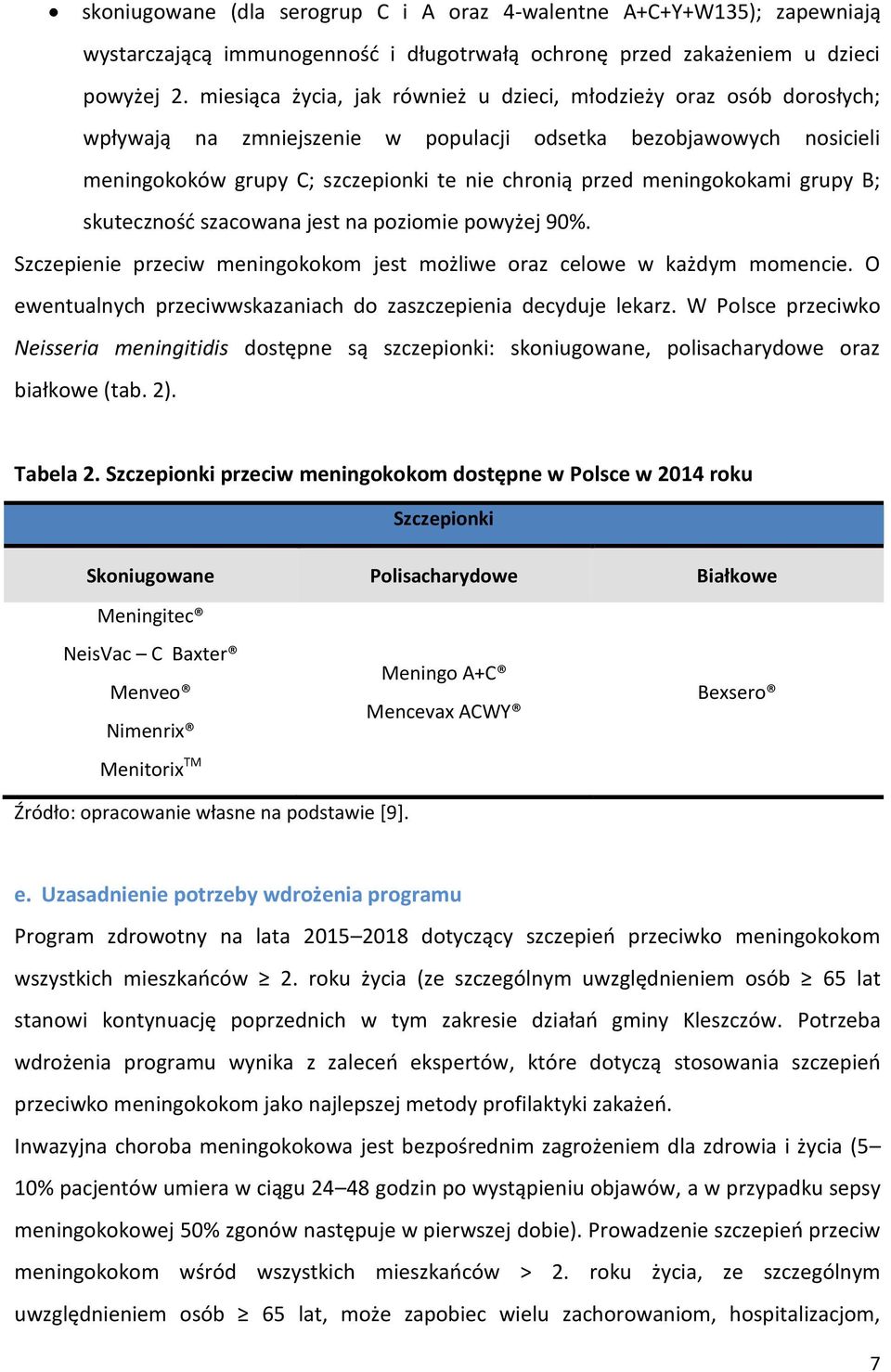 meningokokami grupy B; skuteczność szacowana jest na poziomie powyżej 90%. Szczepienie przeciw meningokokom jest możliwe oraz celowe w każdym momencie.