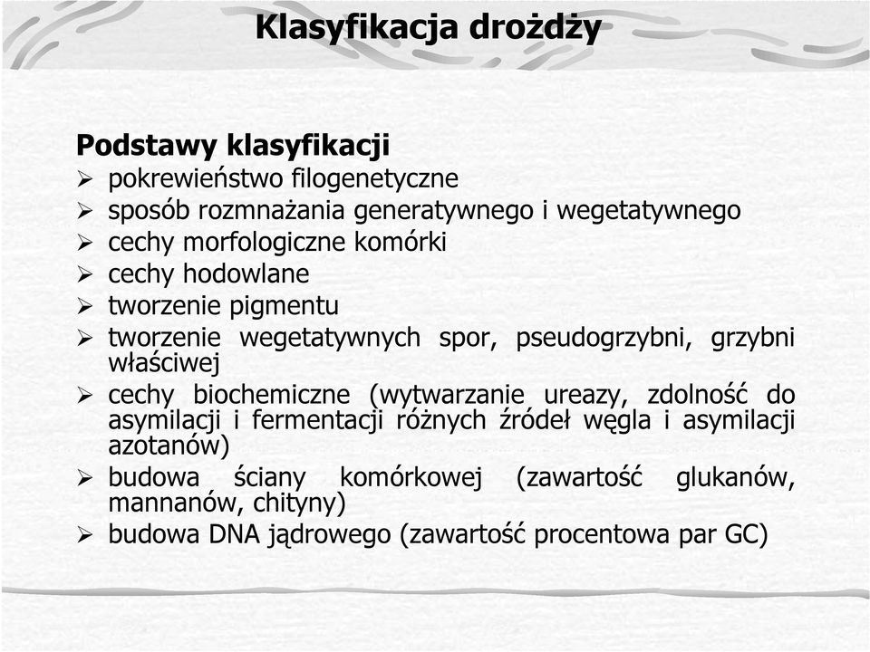 właściwej cechy biochemiczne (wytwarzanie ureazy, zdolność do asymilacji i fermentacji róŝnych źródeł węgla i asymilacji
