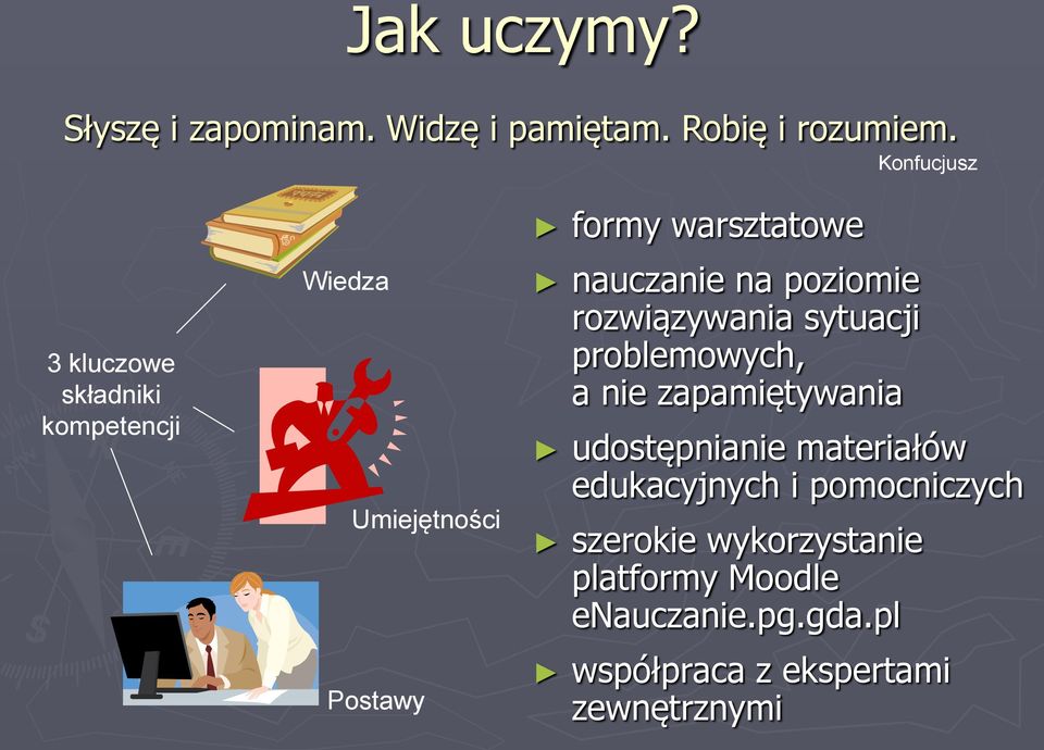 nauczanie na poziomie rozwiązywania sytuacji problemowych, a nie zapamiętywania udostępnianie