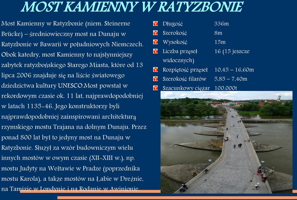 Most powstał w rekordowym czasie ok. 11 lat, najprawdopodobniej w latach 1135-46. Jego konstruktorzy byli najprawdopodobniej zainspirowani architekturą rzymskiego mostu Trajana na dolnym Dunaju.