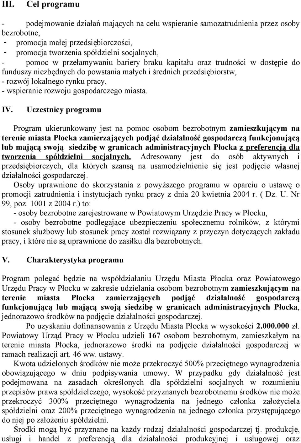 gospodarczego miasta. IV.
