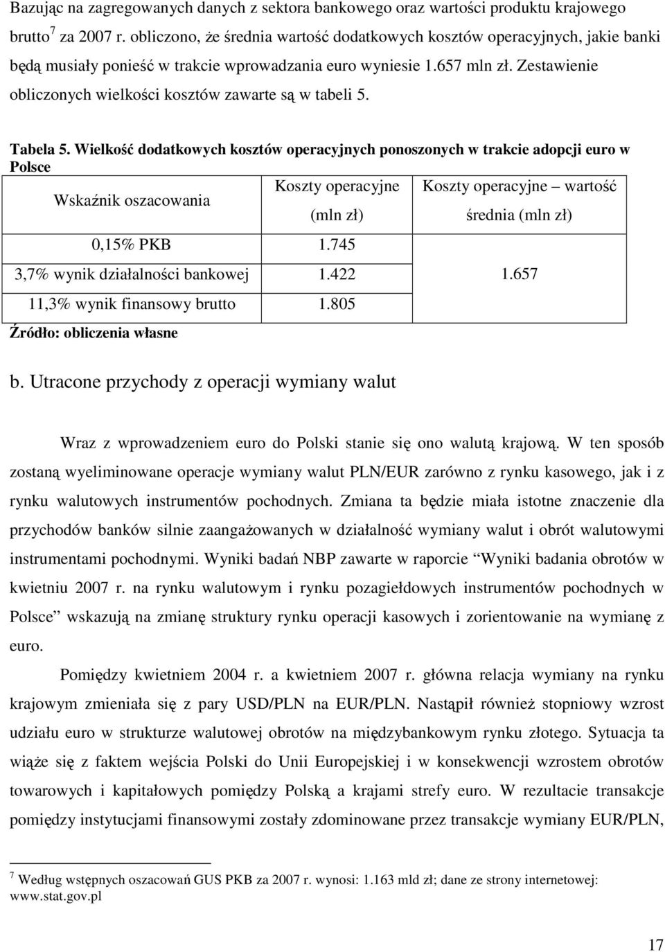 Zestawienie obliczonych wielkości kosztów zawarte są w tabeli 5. Tabela 5.