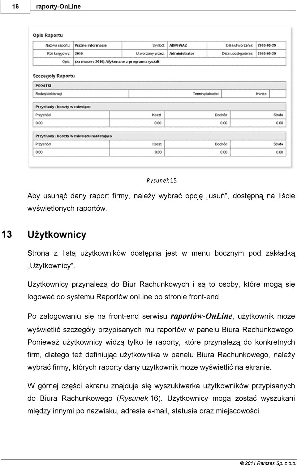 Użytkownicy przynależą do Biur Rachunkowych i są to osoby, które mogą się logować do systemu Raportów online po stronie front-end.