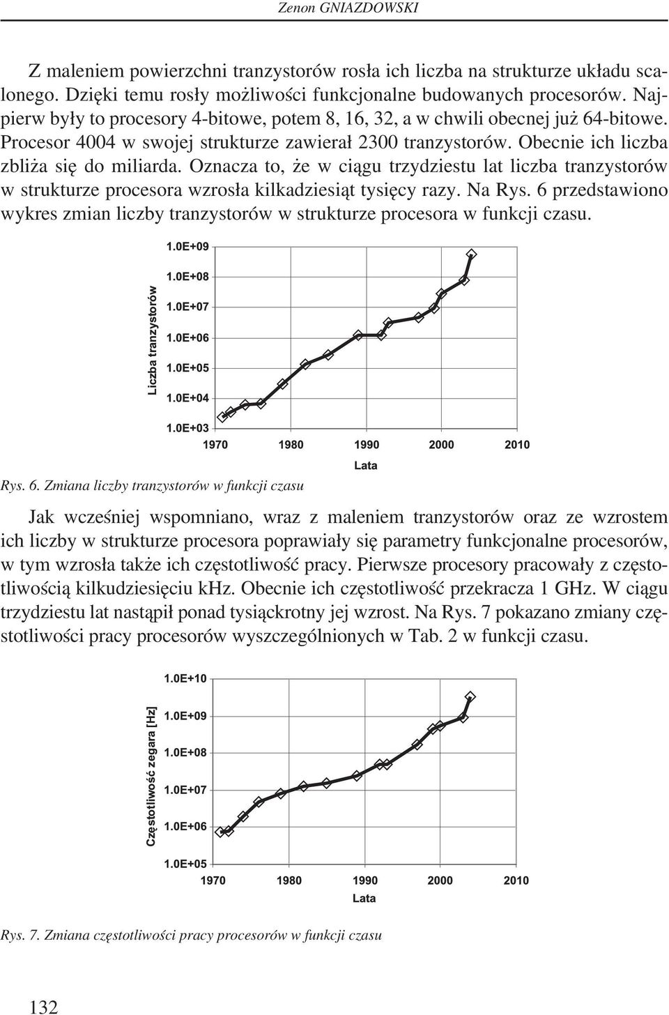 Oznacza to, że w ciągu trzydziestu lat liczba tranzystorów w strukturze procesora wzrosła kilkadziesiąt tysięcy razy. Na Rys.