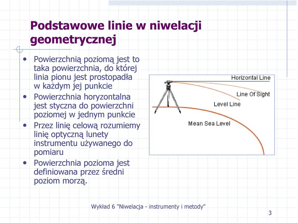do powierzchni poziomej w jednym punkcie Przez linię celową rozumiemy linię optyczną lunety
