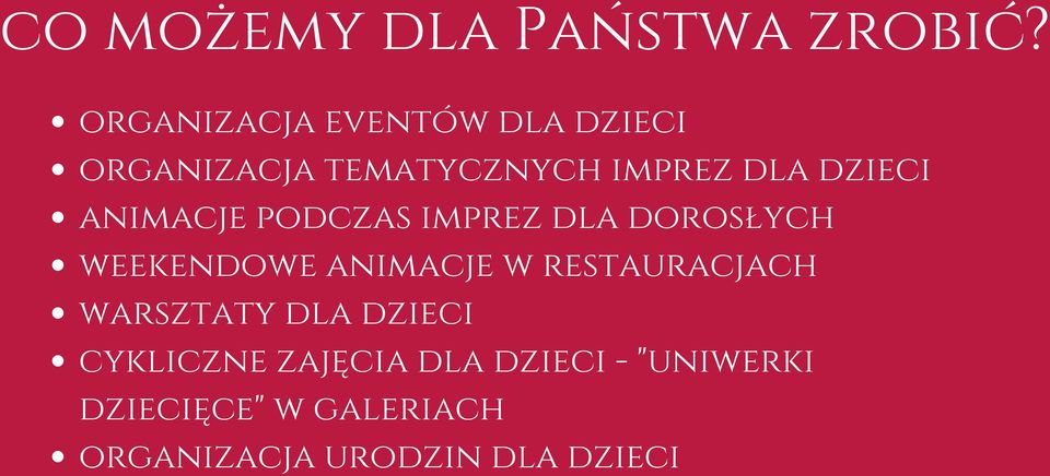 animacje podczas imprez dla dorosłych weekendowe animacje w restauracjach