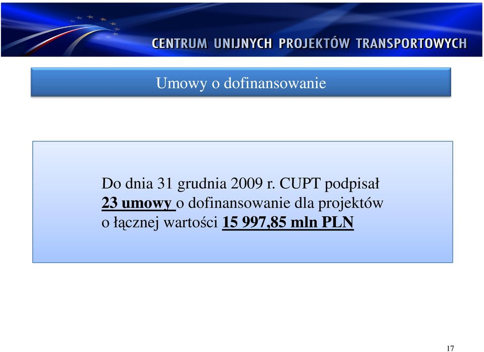 CUPT podpisał 23 umowy o